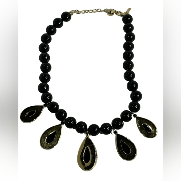 SOLD-KATE spade Black and Gold Crystal Accented Necklace - Picture 3 of 14